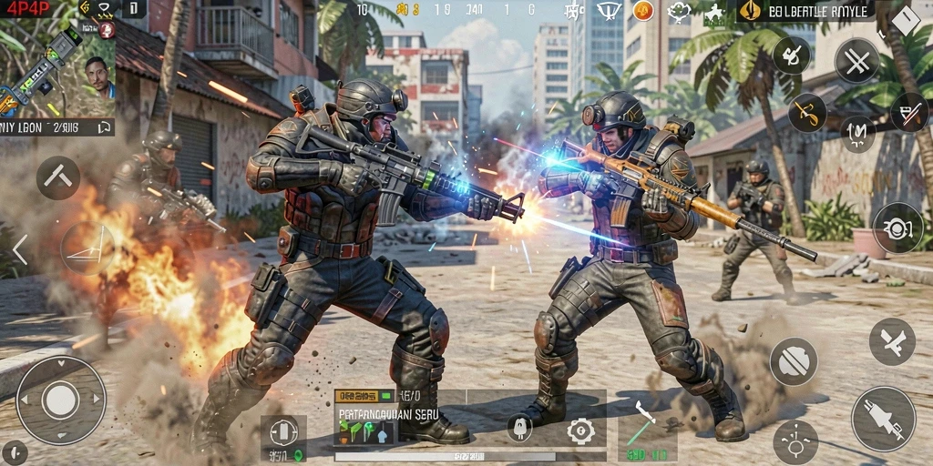 Tampilan gameplay seru dari 4P4P di tengah pertempuran Battle Royale.