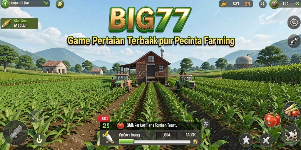 Tampilan gameplay menarik dari BIG77 dengan elemen pertanian yang kaya.