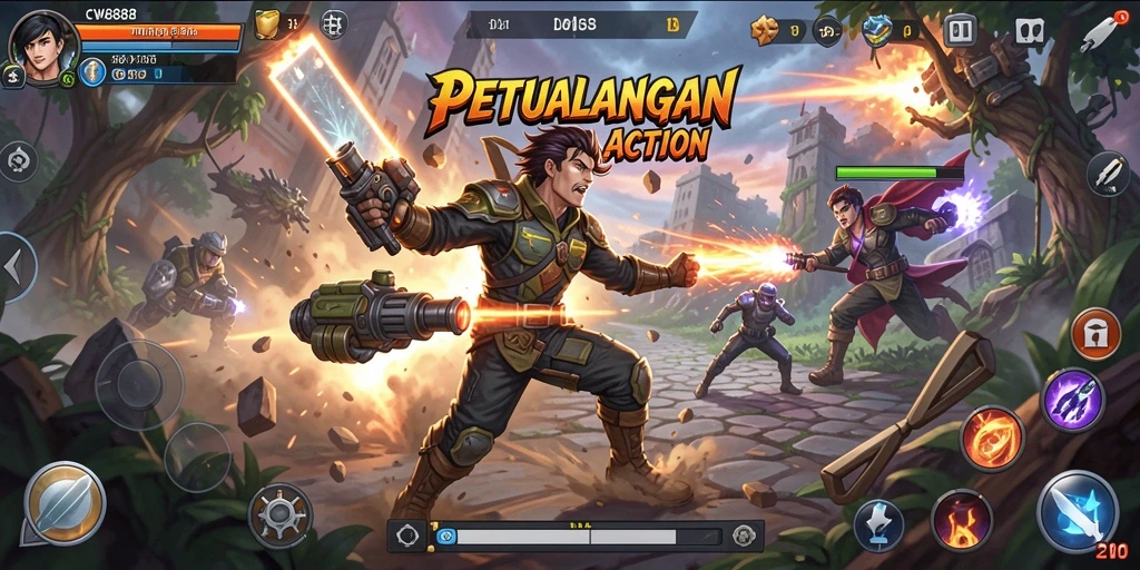 Tangkapan layar menunjukkan aksi seru dalam gameplay CW8888.