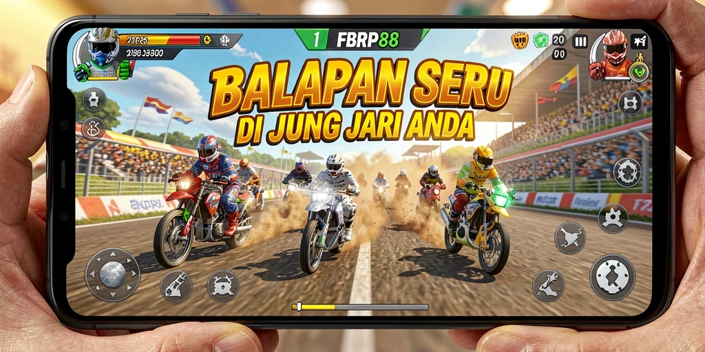Gameplay seru FBRP88 menampilkan aksi balapan yang mendebarkan.