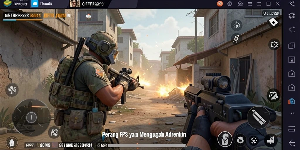 Tampilan gameplay yang seru dalam GIFTRP288 dengan aksi tembak-menembak yang intens.