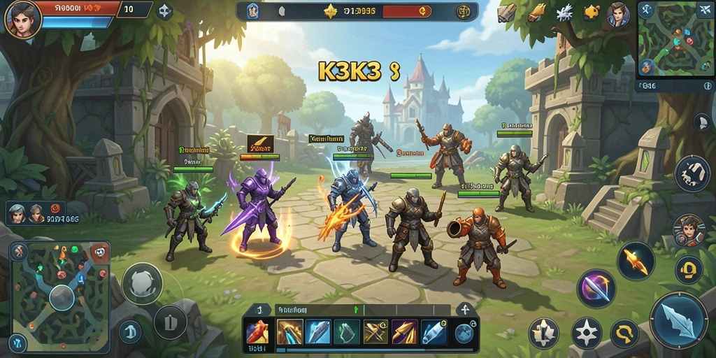 Tangkapan layar gameplay K3K3 menunjukkan strategi pertempuran yang cerdas.