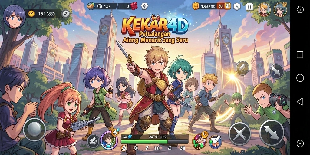Tampilan gameplay KEKAR4D yang menampilkan pertarungan karakter anime.