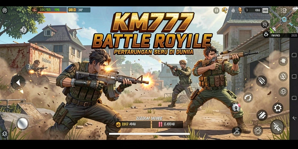 Screenshot menunjukkan aksi seru dalam game Battle Royale.