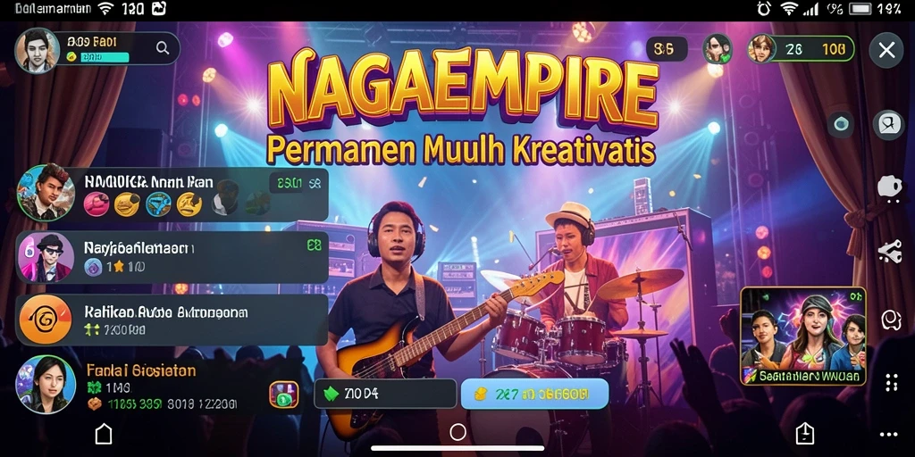 Tampilan gameplay NAGAEMPIRE yang menggugah semangat bermain musik.