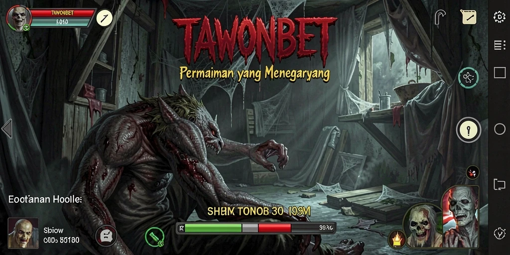 Tampilan menakutkan dari gameplay TAWONBET yang intens.